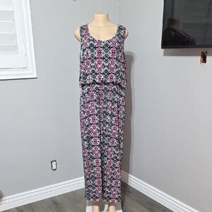 Magic Pink, Black & Green Geometric Print Dress Size 2X